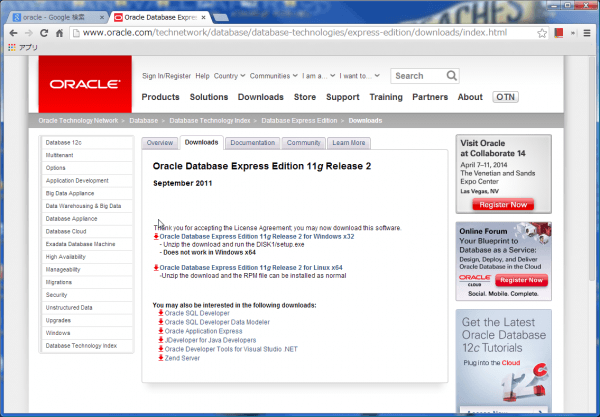 無料で使えるOracle Database 11g Express Editionのインストール方法-使用許諾同意-