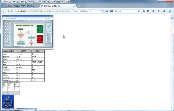 画像がリスト表示されたページ